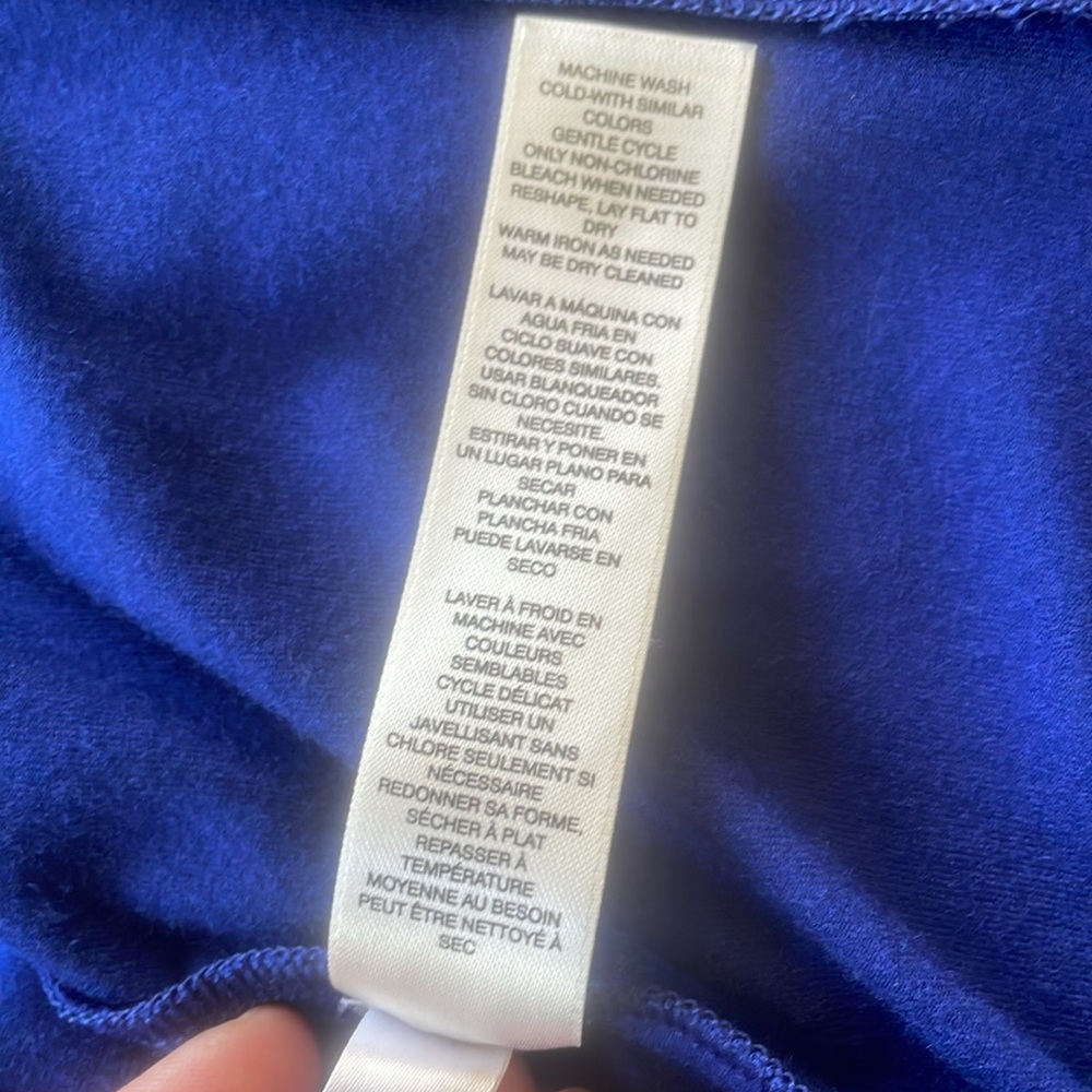 Chico’s Cobalt Blue Offset Asymmetrical Cardigan Sweater W/ Zipper Pockets XS - Picture 10 of 16
